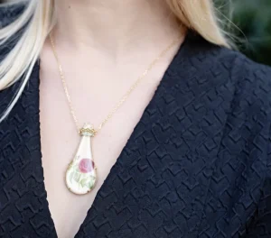 Silvia Furmanovich Miniature Rose Painting in a Bottle Necklace