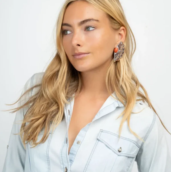 Silvia Furmanovich Obi Handpainted Coral Star Earrings
