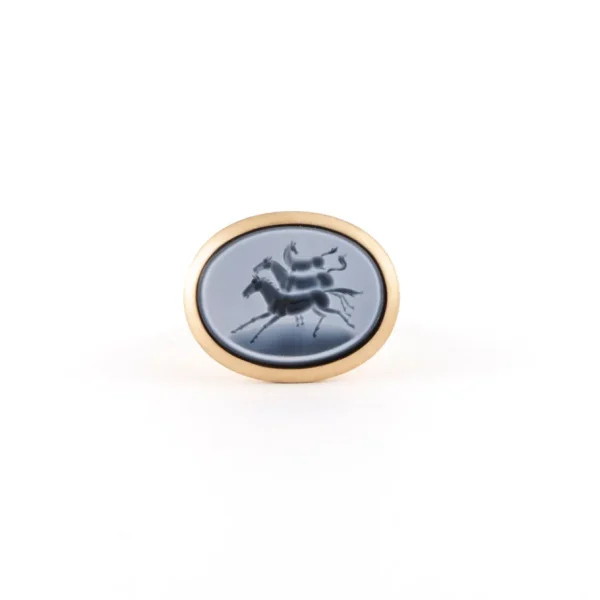 Sylva & Cie Onyx Horse Cameo Ring