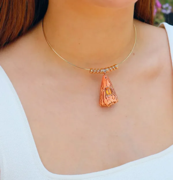 Dezso Orange Conus Shell with Citrine