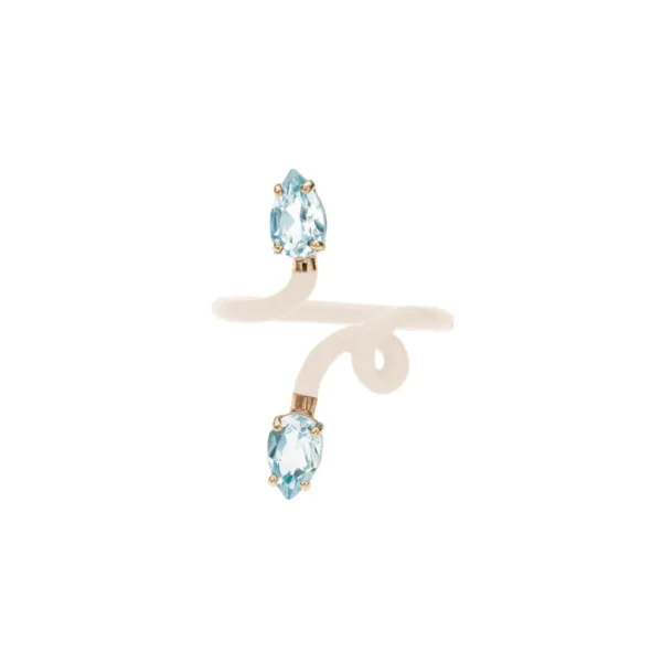 Bea Bongiasca Panna & Blue Topaz Double B Vine Ring
