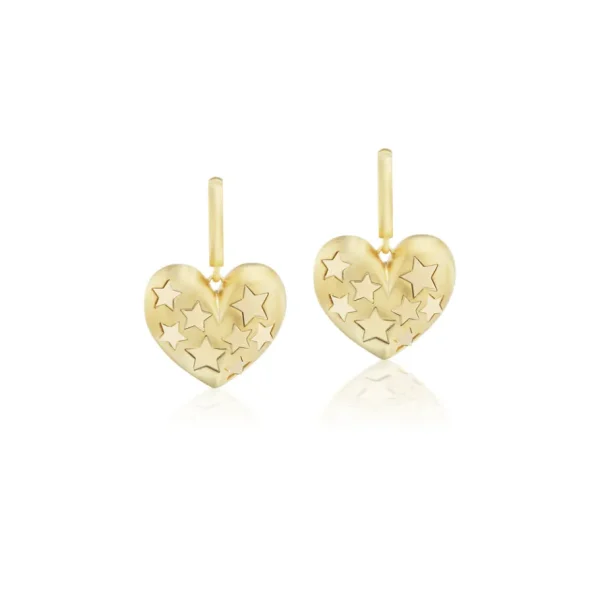 Lauren Rubinski Paulette Puff Heart Earrings with Stars