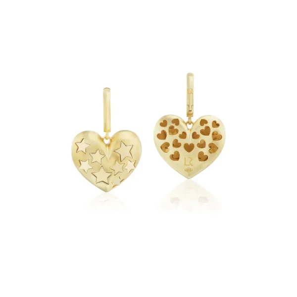 Lauren Rubinski Paulette Puff Heart Earrings with Stars