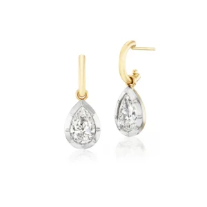 Tiny Gods Pear Diamond Bezel Drop Earrings