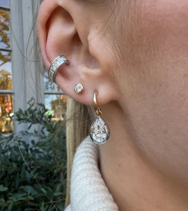 Tiny Gods Pear Diamond Bezel Drop Earrings