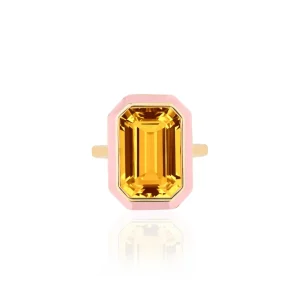 Goshwara Pink Enamel & Citrine Ring