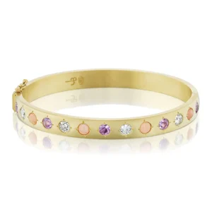 Jenna Blake Pink Sapphire, Coral and Diamond Gypsy Bangle