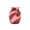 Paul Arnhold Glass Pink Vase with Red & Black Swirls