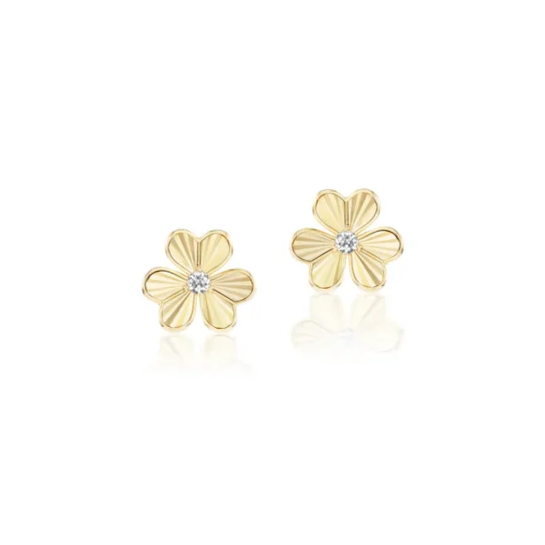 Tiny Gods Pleated Diamond Flower Studs
