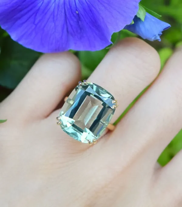 Goshwara Prasiolite Cushion Ring