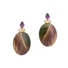 Silvia Furmanovich Purple Leaf Marquetry Earrings with Amethyst