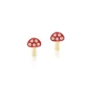 Tiny Gods Red Enamel & Diamond Mushroom Studs