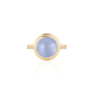 Goshwara Round Blue Chalcedony Cabochon Ring