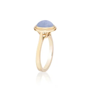 Goshwara Round Blue Chalcedony Cabochon Ring