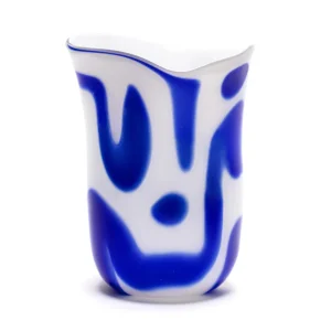 Paul Arnhold Glass Royal Blue & White Swirl Vase