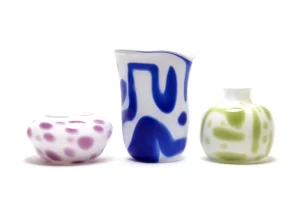 Paul Arnhold Glass Royal Blue & White Swirl Vase