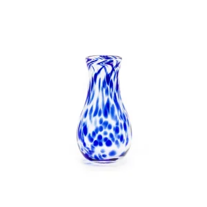 Paul Arnhold Glass Royal Blue and Transparent Spotted Bud Vase