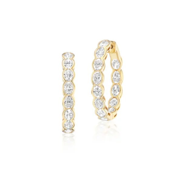 Tiny Gods Scintilate Oval Diamond Bezel Hoop Earrings
