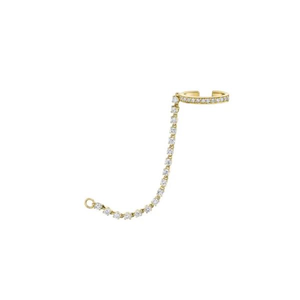 Anita Ko Single Row Diamond Ear Cuff with Diamond Rope Chain