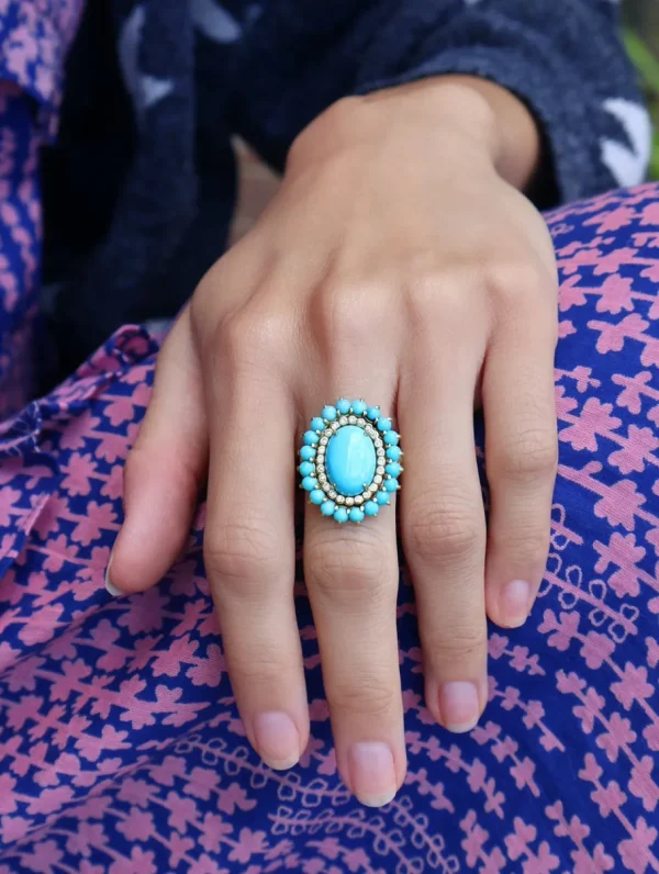 Suzy Landa Sleeping Beauty Turquoise Cabochon Ring
