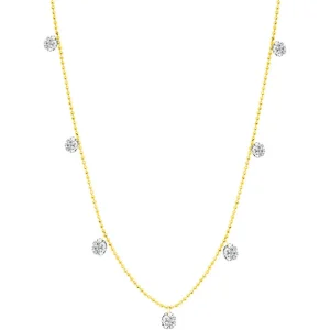 Graziela Small Floating Diamond Necklace - Yellow Gold