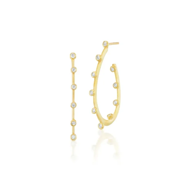 Suzy Landa Small Hoopla Bezel Pear Shaped Hoops