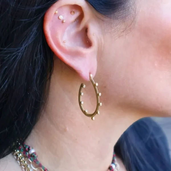 Suzy Landa Small Hoopla Bezel Pear Shaped Hoops