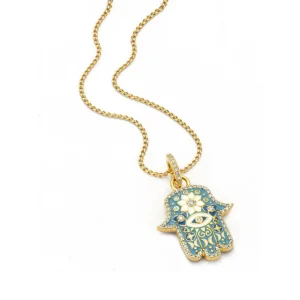 Buddha Mama Small Sky Blue Hamsa Pendant
