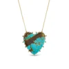 Suzy Landa Small Turquoise Heart Pendant with Diamond Border