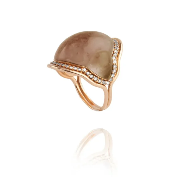 Fernando Jorge Smoky Quartz Fluid Diamonds Framed Ring