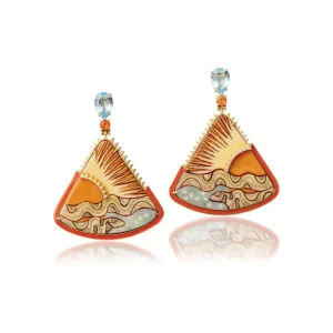 Silvia Furmanovich Sunset Marquetry Earrings with Fire Opal & Topaz