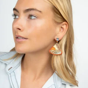 Silvia Furmanovich Sunset Marquetry Earrings with Fire Opal & Topaz