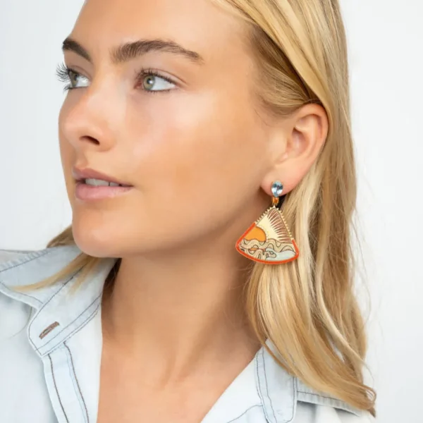 Silvia Furmanovich Sunset Marquetry Earrings with Fire Opal & Topaz