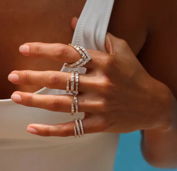 Anita Ko Three Row Baguette Diamond Coil Ring