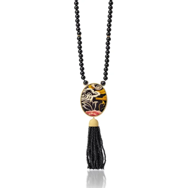 Silvia Furmanovich Tibetan Rose & Onyx Tassel Necklace