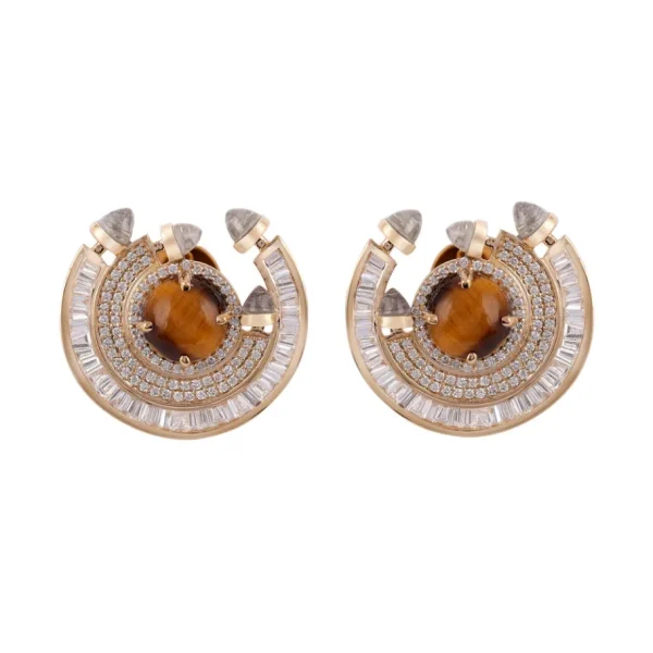Ananya Tiger's Eye Chakra Round Earrings