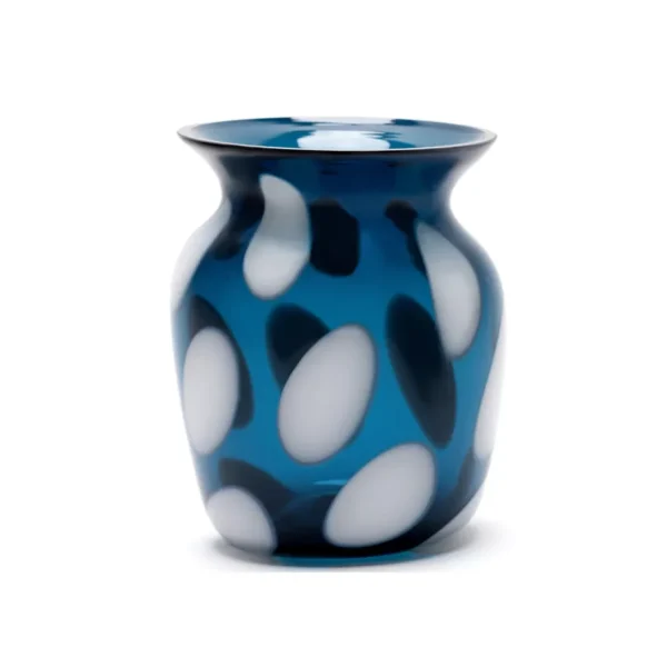 Paul Arnhold Glass Transparent Teal Vase with White Spots