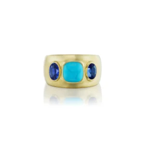 Jenna Blake Turquoise & Blue Sapphire Three Stone Ring