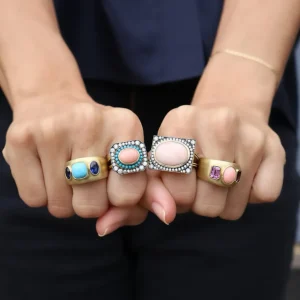 Jenna Blake Turquoise & Blue Sapphire Three Stone Ring