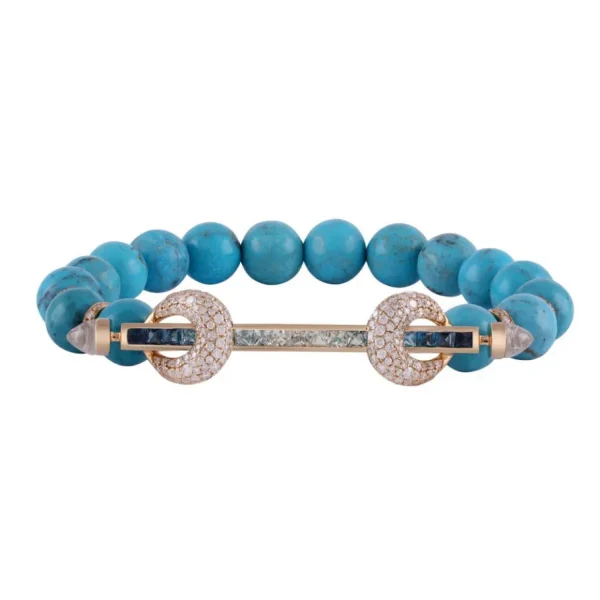 Ananya Turquoise & Blue Topaz Ombre Bar Chakra Bracelet