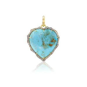 Sylva & Cie Turquoise & Diamond Heart Pendant