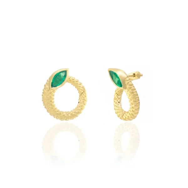 Jenna Blake Twisted Emerald Snake Hoops