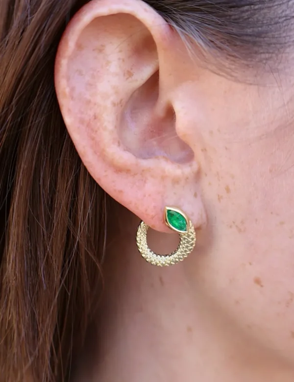 Jenna Blake Twisted Emerald Snake Hoops