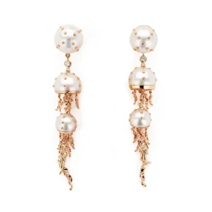 Bibi Van Der Velden White Pearl Jellyfish Drop Earrings