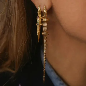 Bibi Van Der Velden XL Alligator Vertebrae Bite Earring